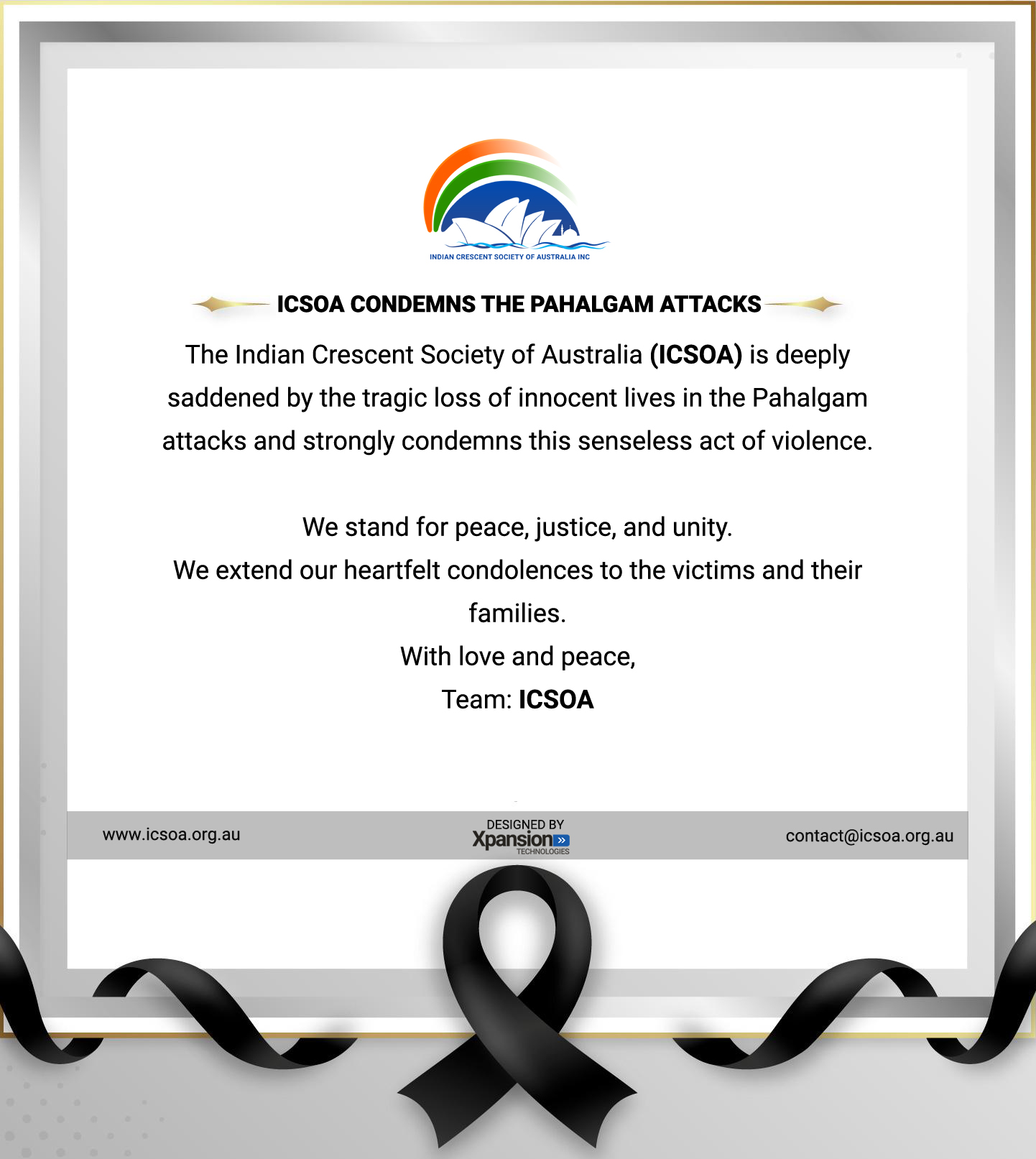 ICSOA Condemns the Pahalgam Attacks